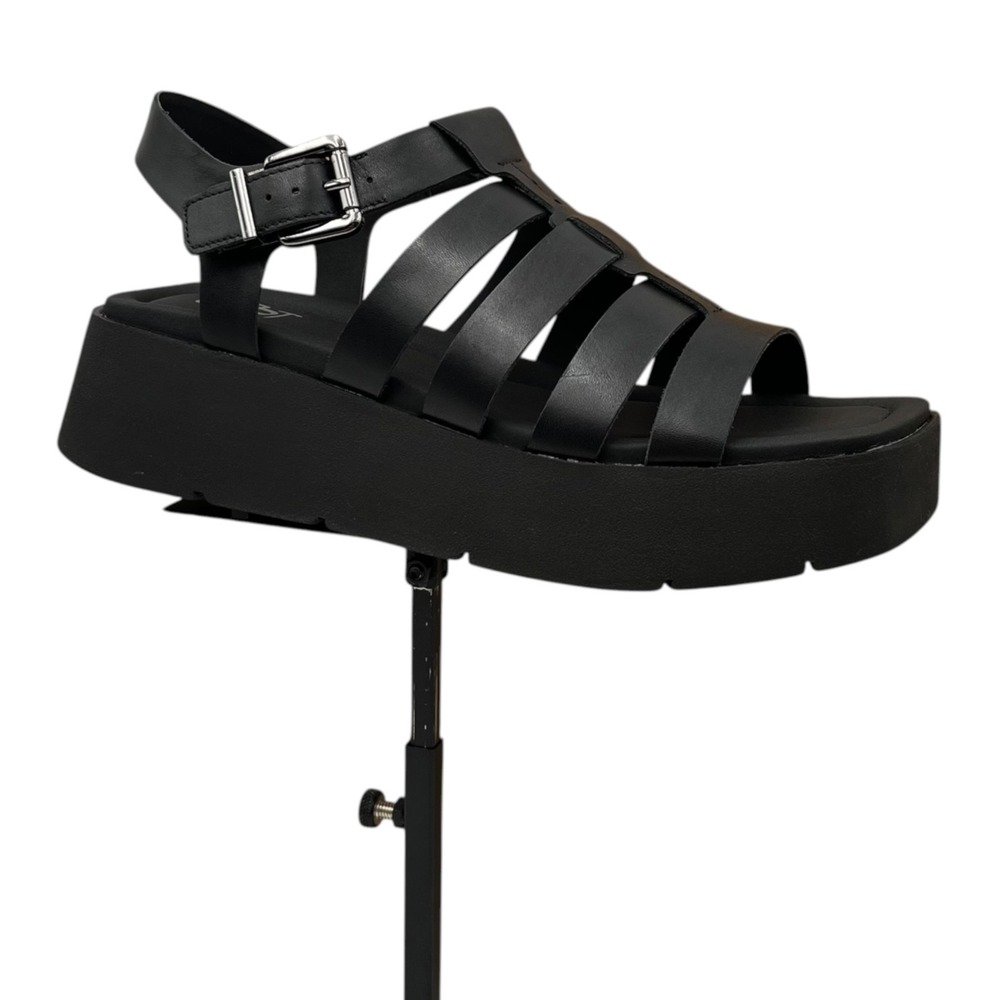 OTBT Women's Leather Archaic Platform Sandal Size 7.5 Black Fisherman Open Toe